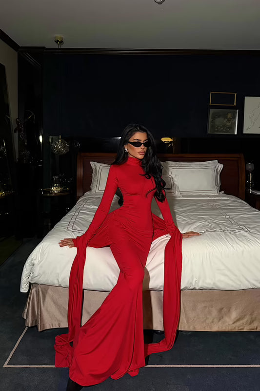 Red Sexy Elegant Formal Glam Bodycon Dress