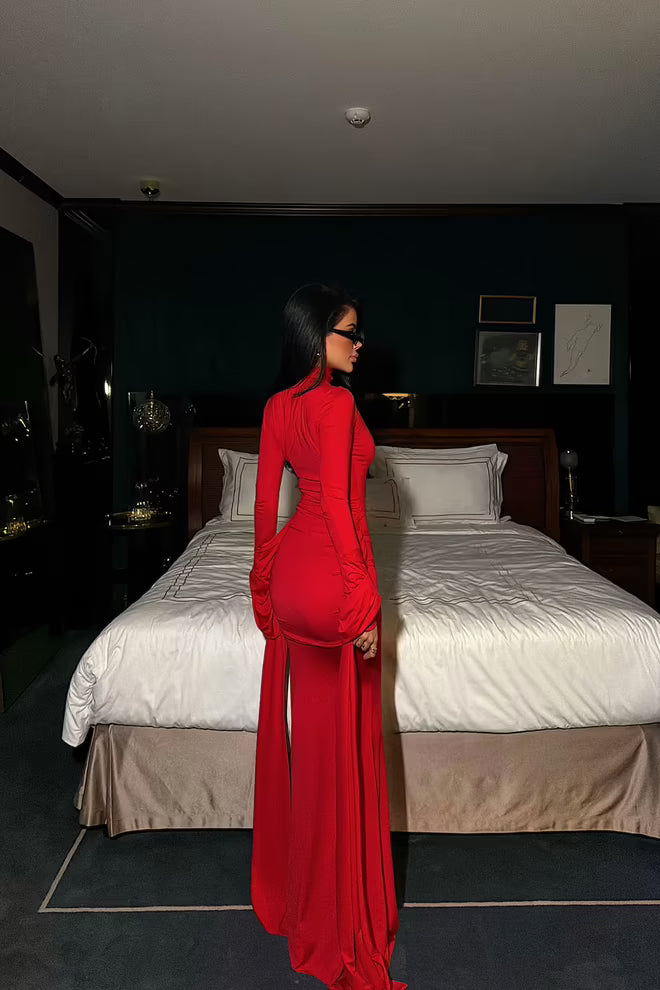 Red Sexy Elegant Formal Glam Bodycon Dress